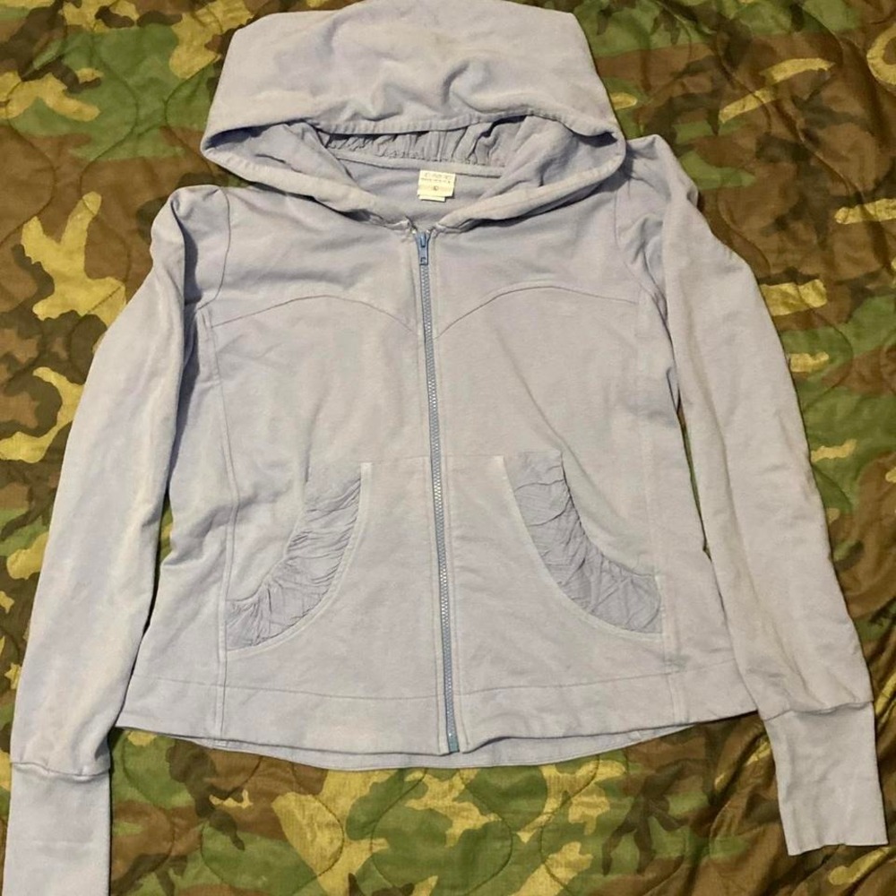 CMC vintage baby blue babydoll full zip hoodie long cuff USA womens L/21
